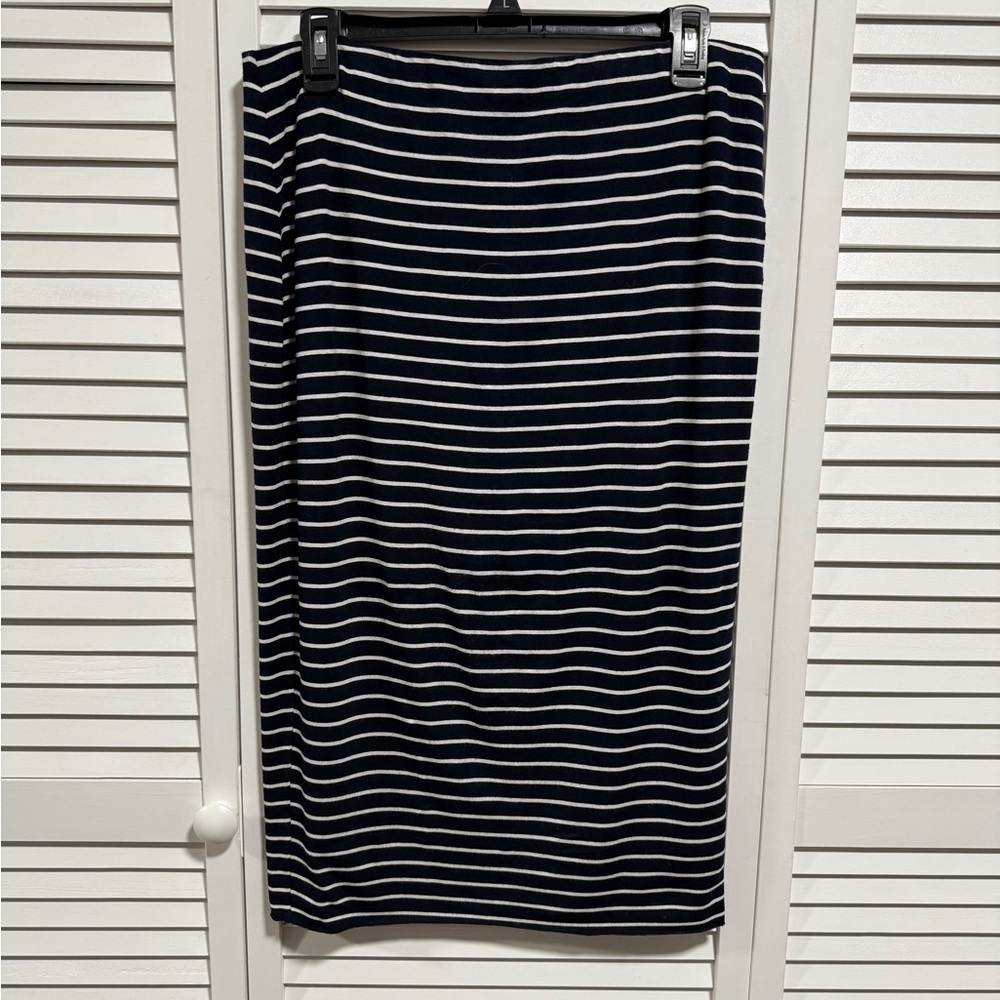 Vince Camuto Black and White Striped Pencil Skirt